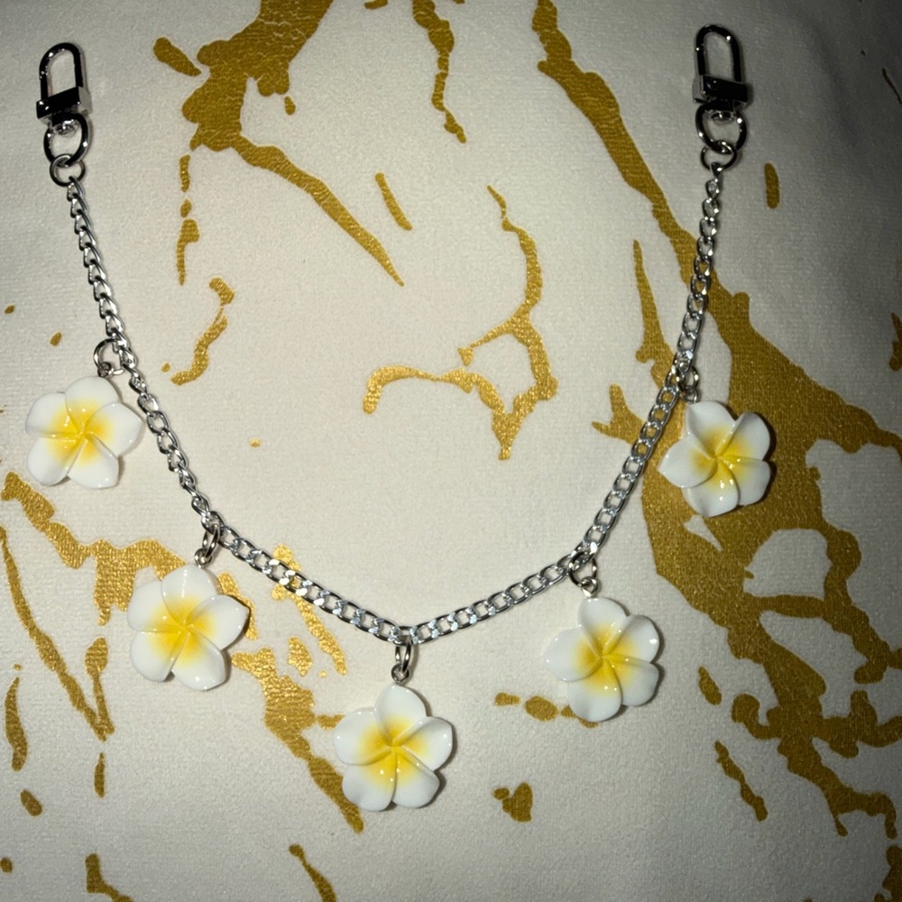 White & Yellow Flower Bag Charm